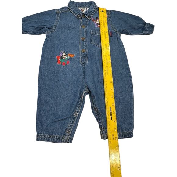 RARE Mickey & Co Disney 6-9 Mos Denim Long Sleeve Overalls Embroidered Mickey - Picture 6 of 14